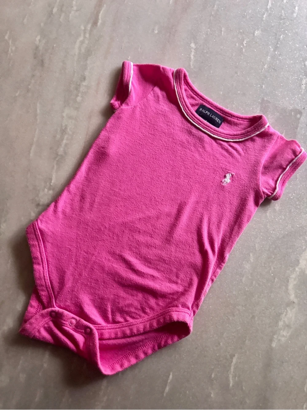 Vintage Ralph Lauren Pink Baby Onesie - Polo Logo